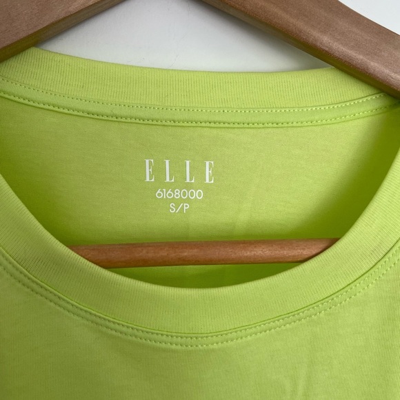 ELLE oversized Lime Green T-Shirt size small - Picture 4 of 6